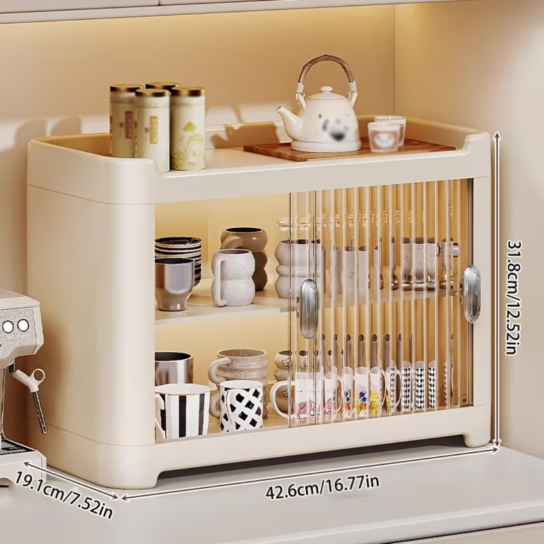 Multi Purpose Storage Cabinet with Transparent Sliding Door