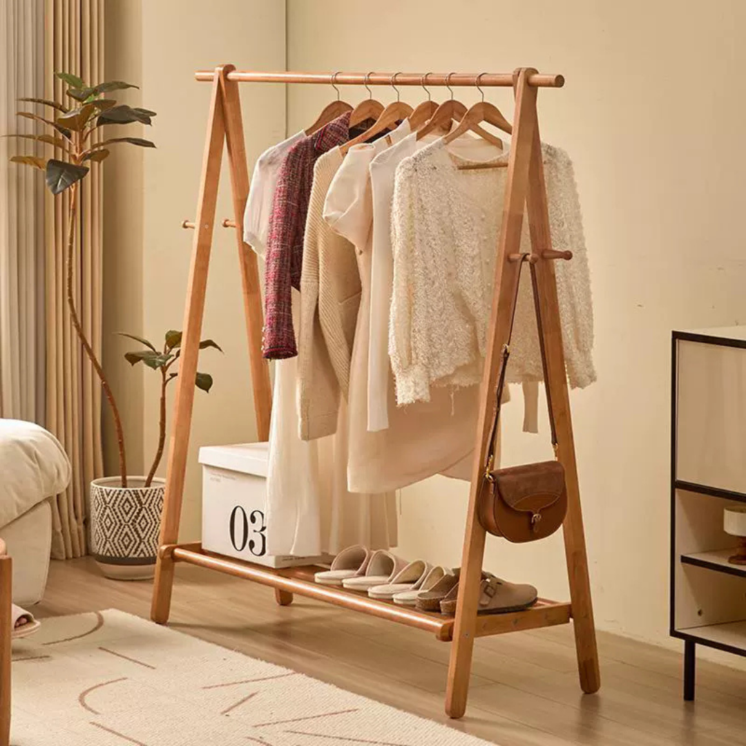 HOMERO Elegant Solid Wood Standing Foldable Organizer Rack