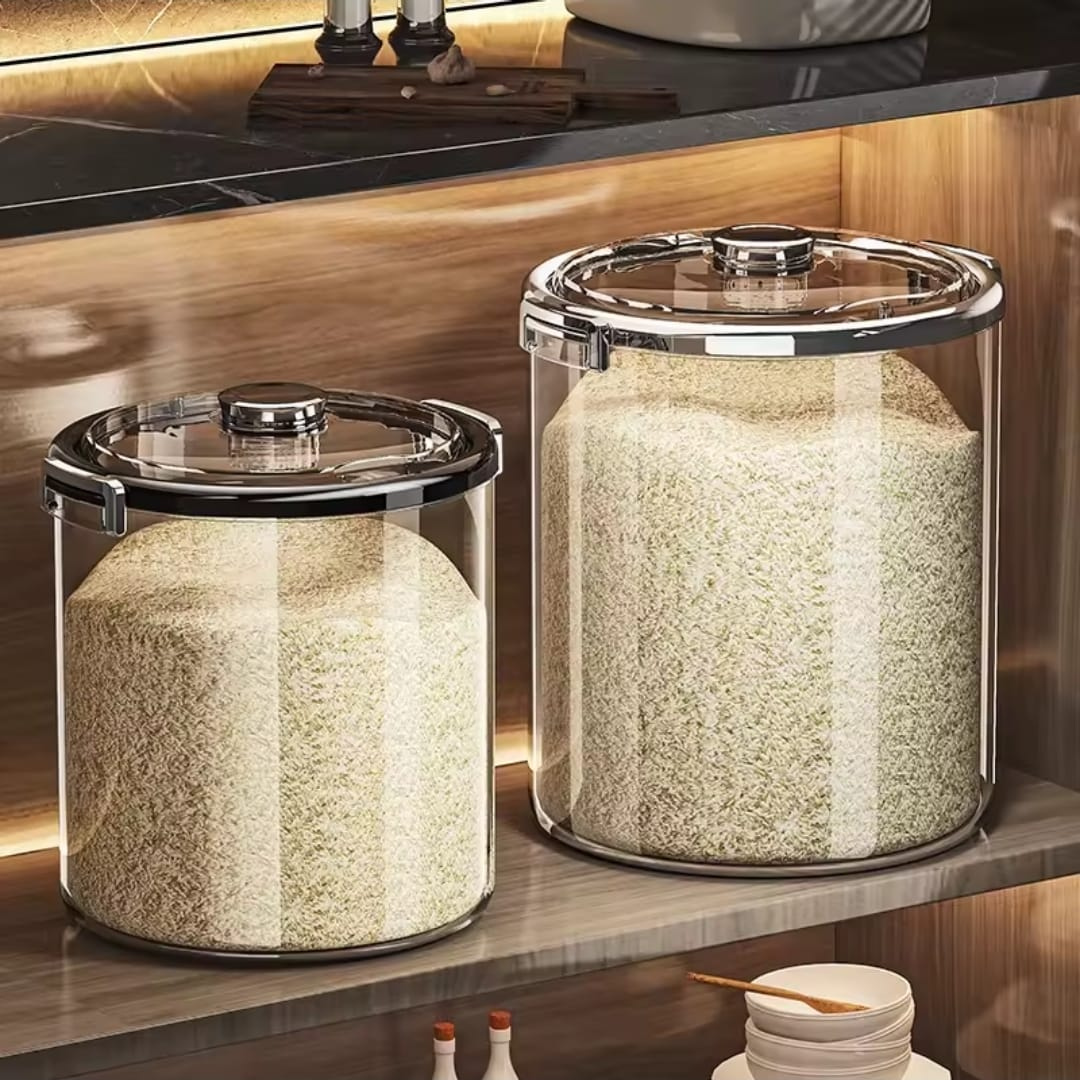 Homero Multi-Purpose Acrylic Airtight Grain Containers with Wide Flip-Top Opening