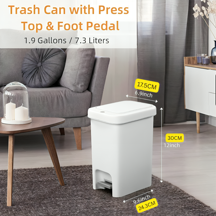 HOMERO Compact Pop Up Lid Pedal Dual Opening Trash Can