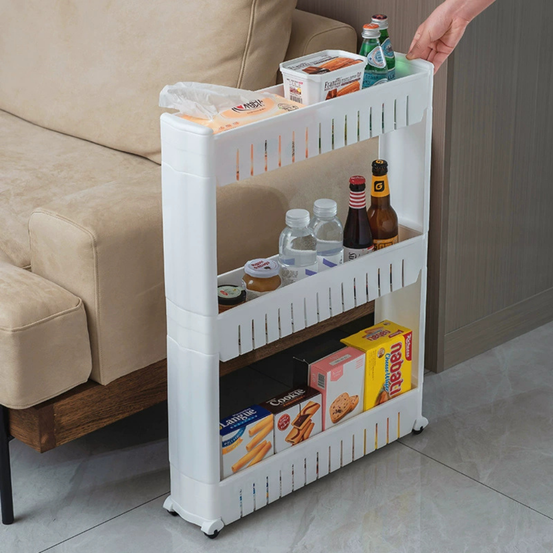 Multi-Tier Slim Rolling Storage Rack with Smooth Movable Wheels