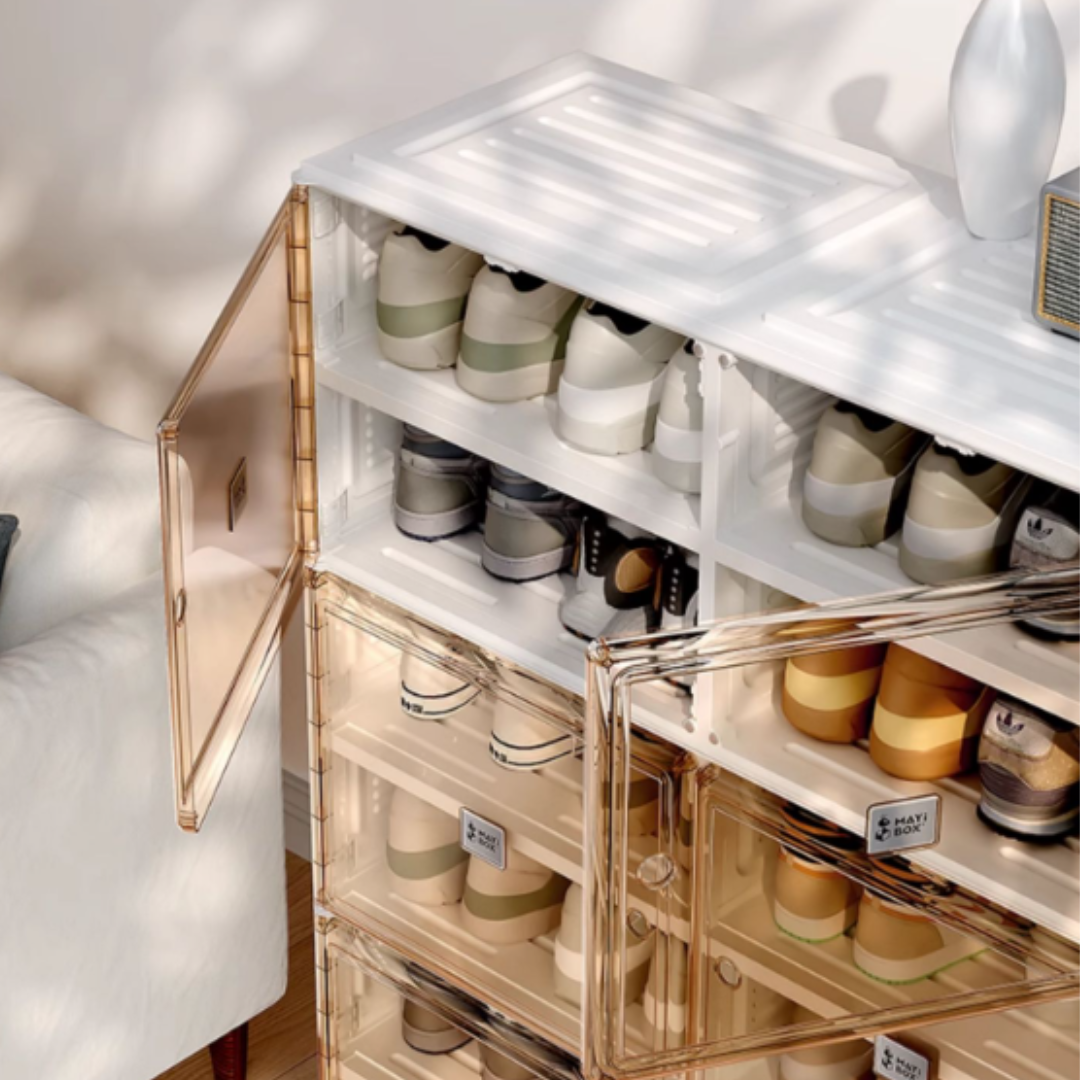 Double Compartments Installation Free Folding Shoe Cabinet