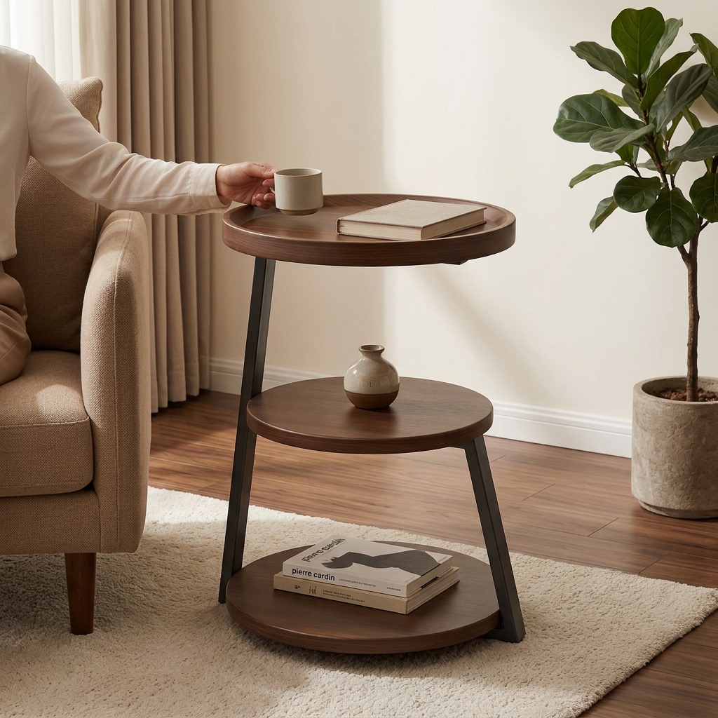 HOMERO Sepia Circular Reclaimed Classic Wood Table