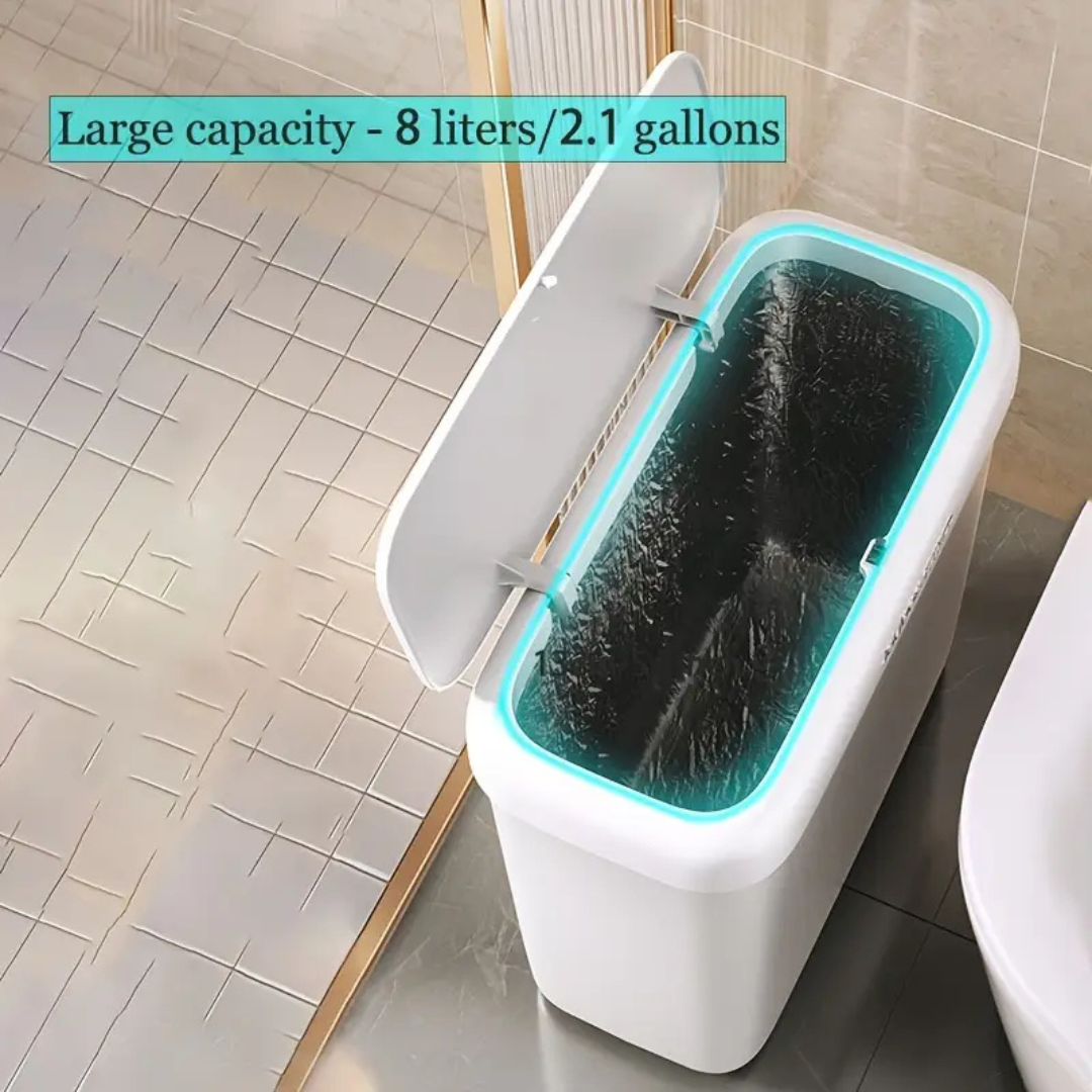HOMERO Modern Space-Saving ABS Design Slim Push-Lid Trash Can - 8L