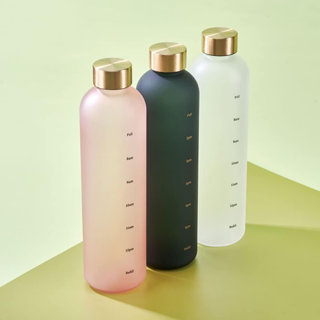 HOMERO Motivational Water Bottle with Time Marker Leakproof - 1000ml Capacity