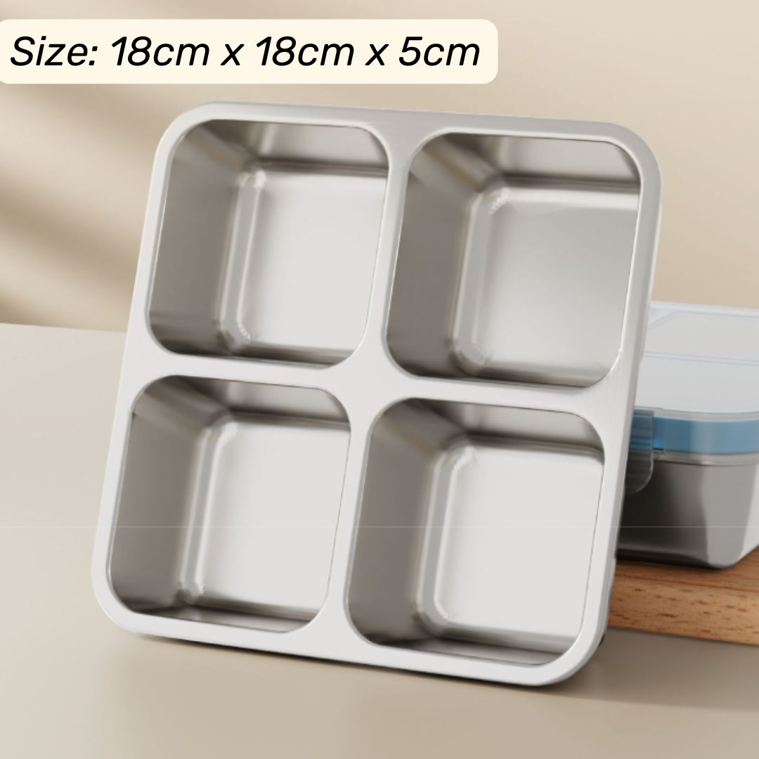 Stainless Steel 4 Compartment Airtight Lunch Box - 720ML