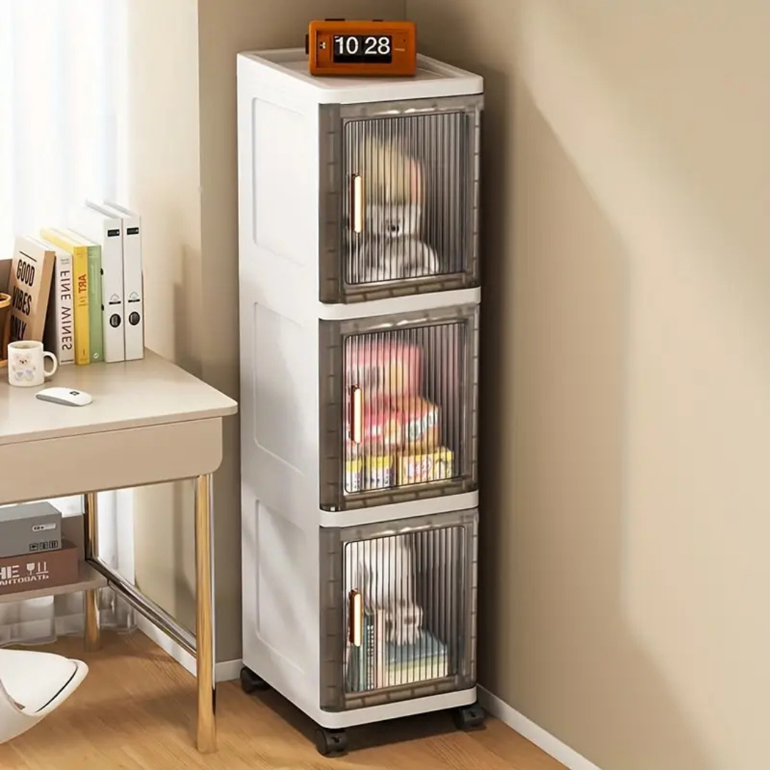 HOMERO Multi-Use Slim Bathroom Transparent Doors Storage Cabinet