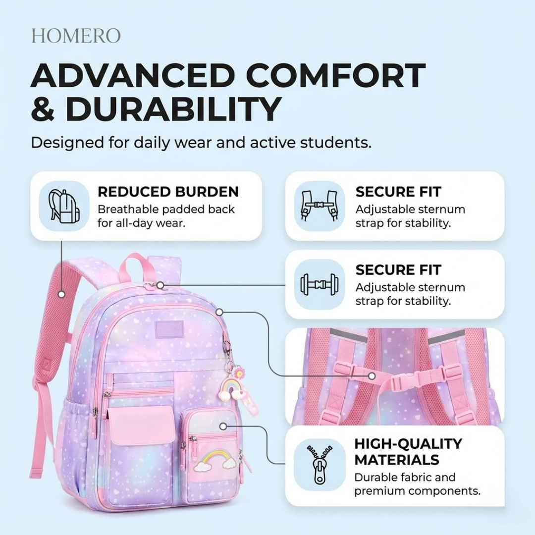Korean Style Rainbow Print Waterproof School Backpack