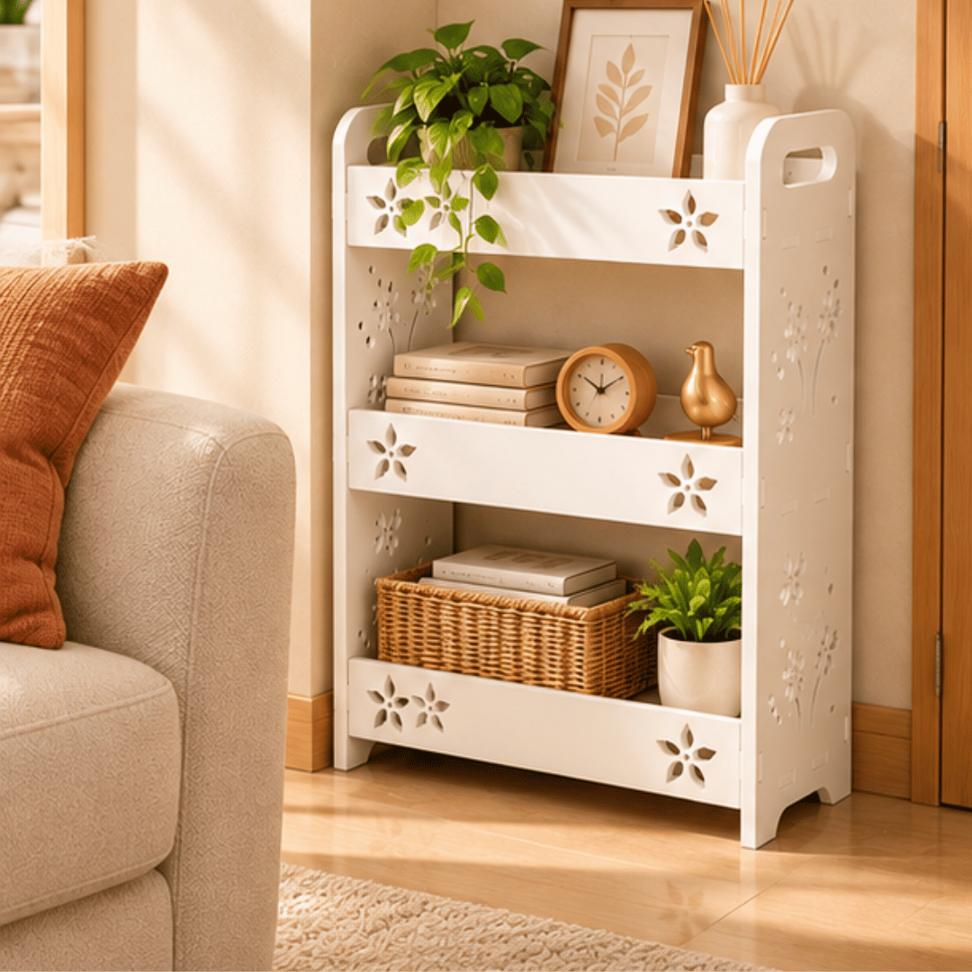 Three Tier Narrow Storage Rack with Durable Composite Panels
