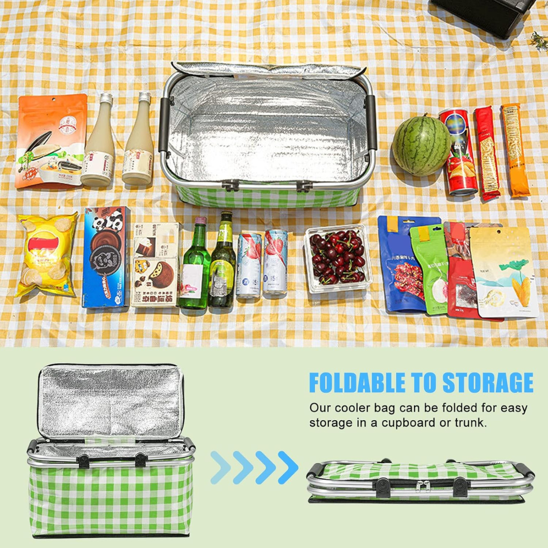 Homero Multi-Purpose Insulated Foldable Picnic Basket with Aluminum Frame