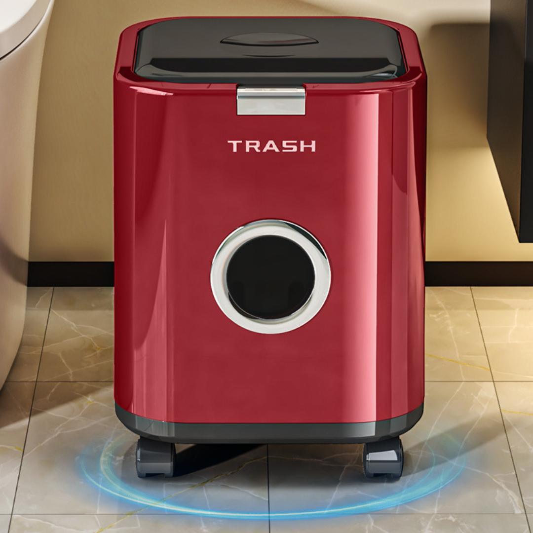 Press Open Rolling Trash Bin with Lid 360° Wheels