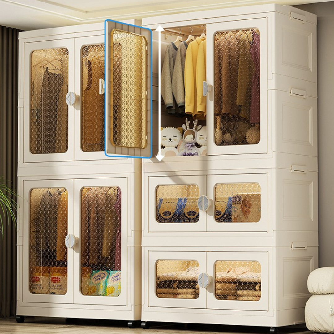 Premium Build Quality Foldable Storage Cabinet Wardrobe with Wheels