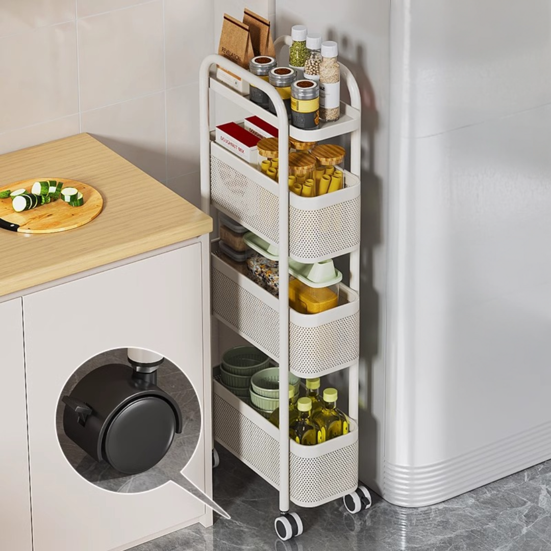 HOMERO 4-Layer Narrow Gap Storage Trolley (90cm Height)