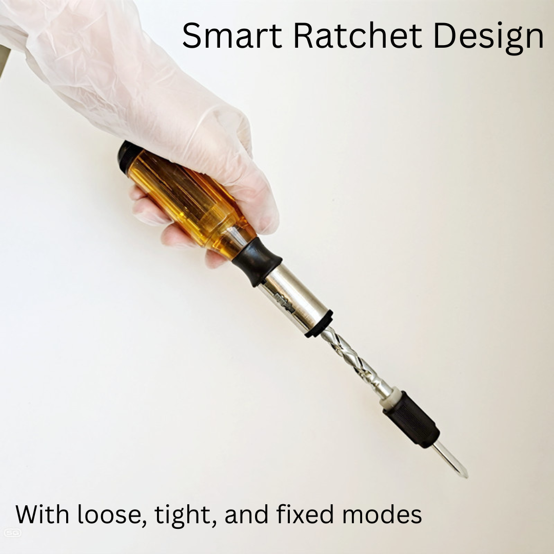 HOMERO Ergonomic Handle Push Pull Ratchet Screwdriver with 5 Heads