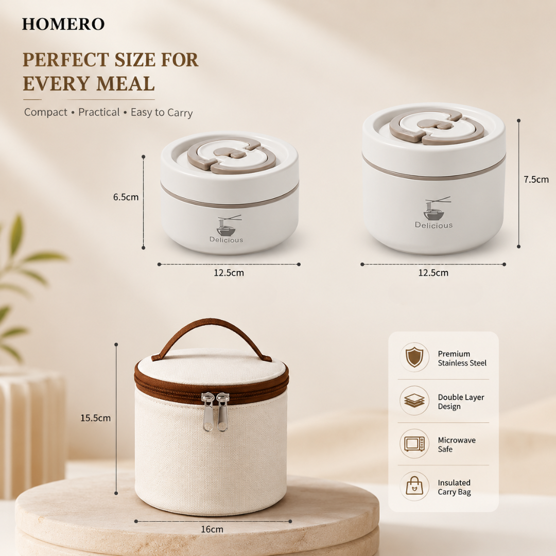 Portable Insulated Stainless Steel Lunch Box with Leakproof Bag