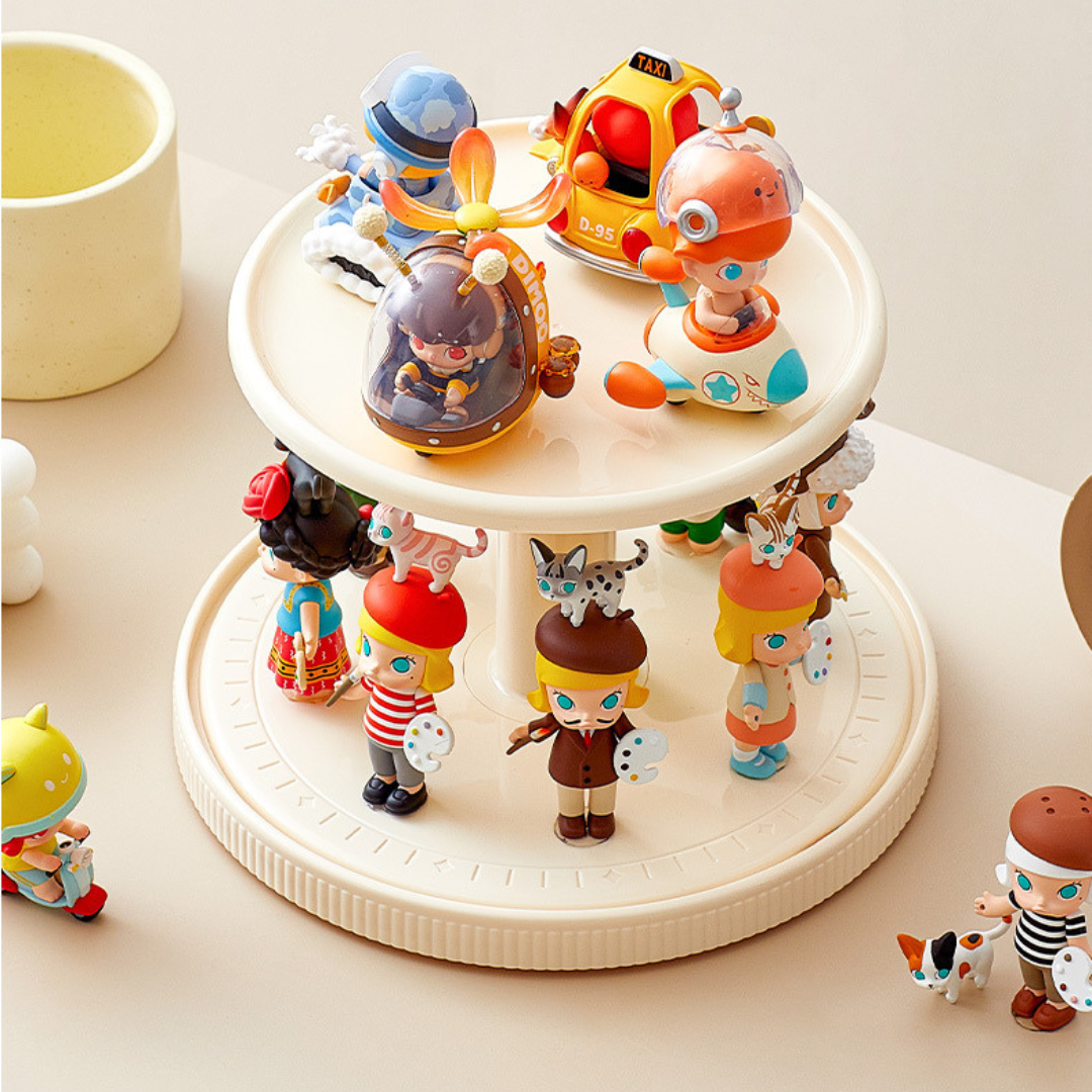 360° Rotating Collectible Display Organize Stand with Dustproof Lid