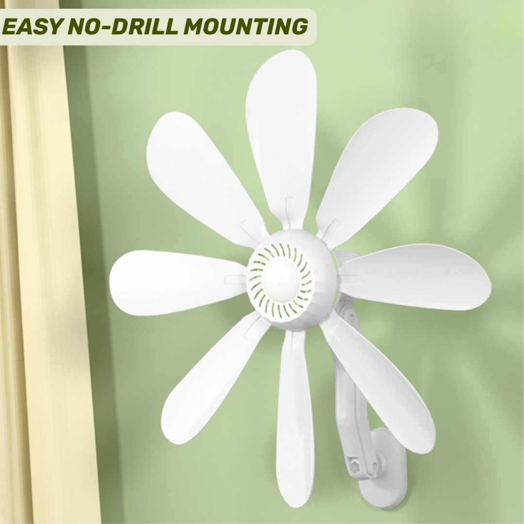 Portable 3 in 1 Rechargeable Wall Mount Clip Table Fan - 8 Blade