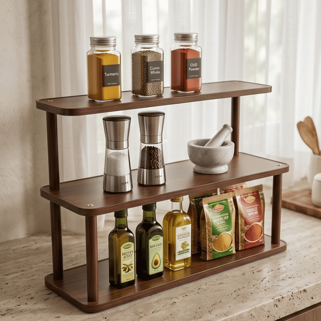 Multi-Layer Wooden Countertop Storage Rack