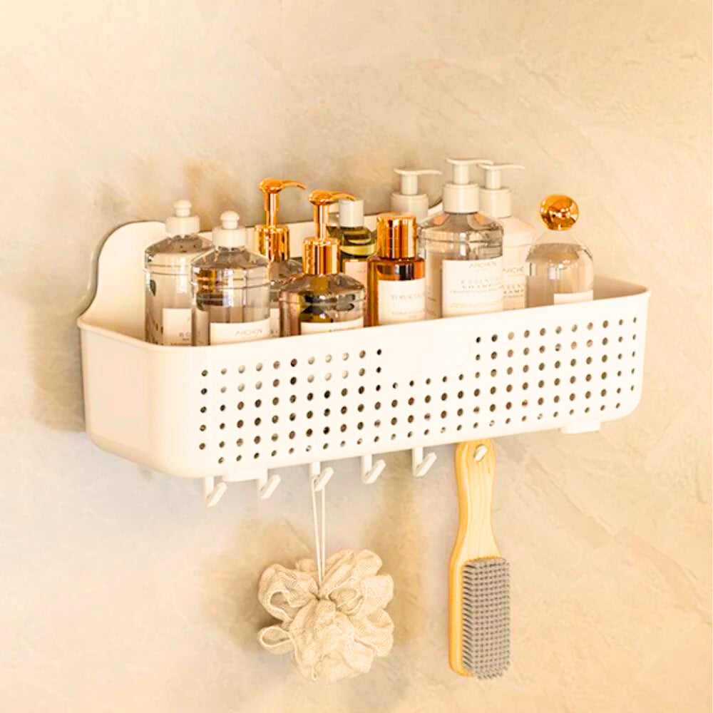 Homero Wall-Mounted Multi-Purpose Storage Basket with Hooks