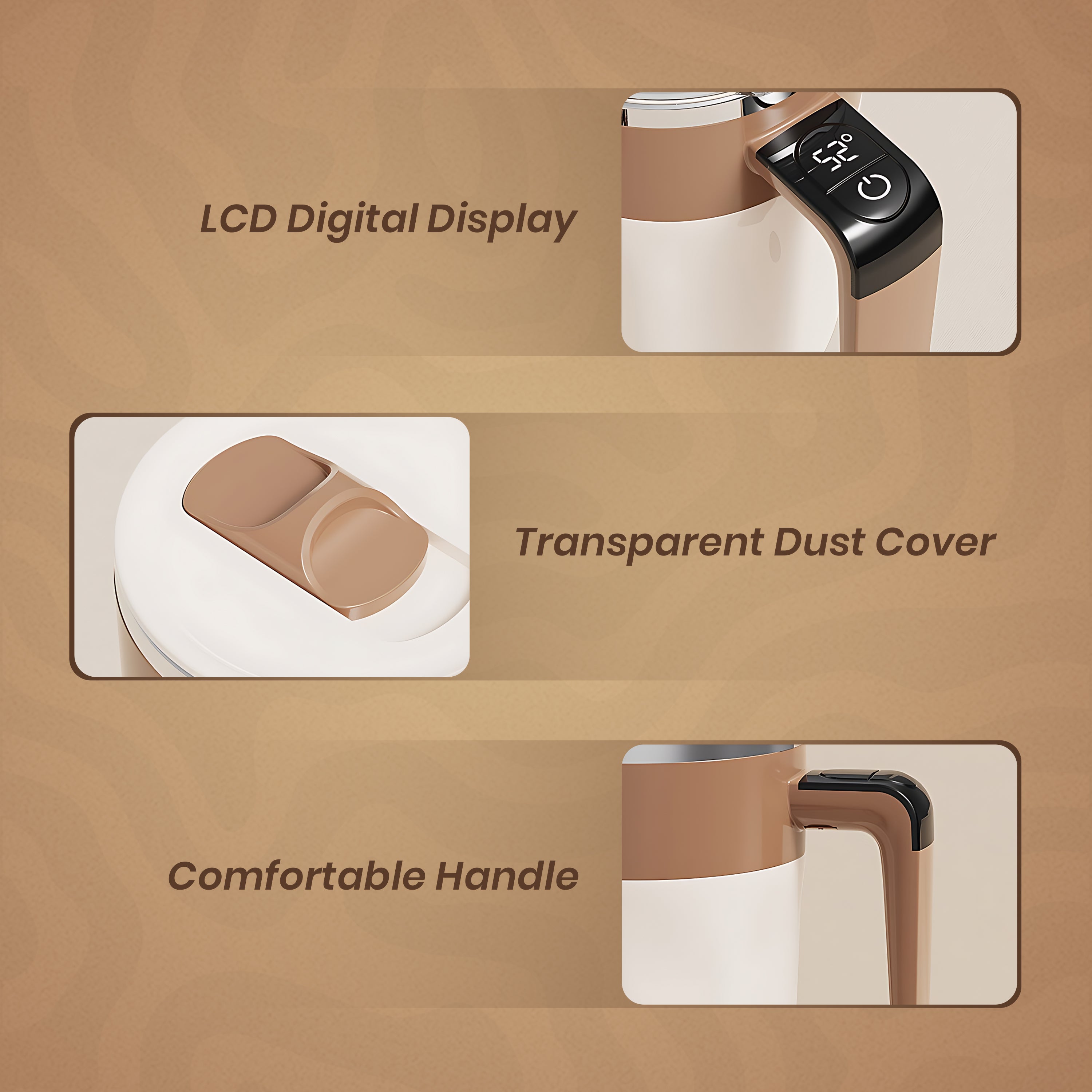 HOMERO Automatic Stirring Coffee Rechargeable Mug with Digital Display - 400ml