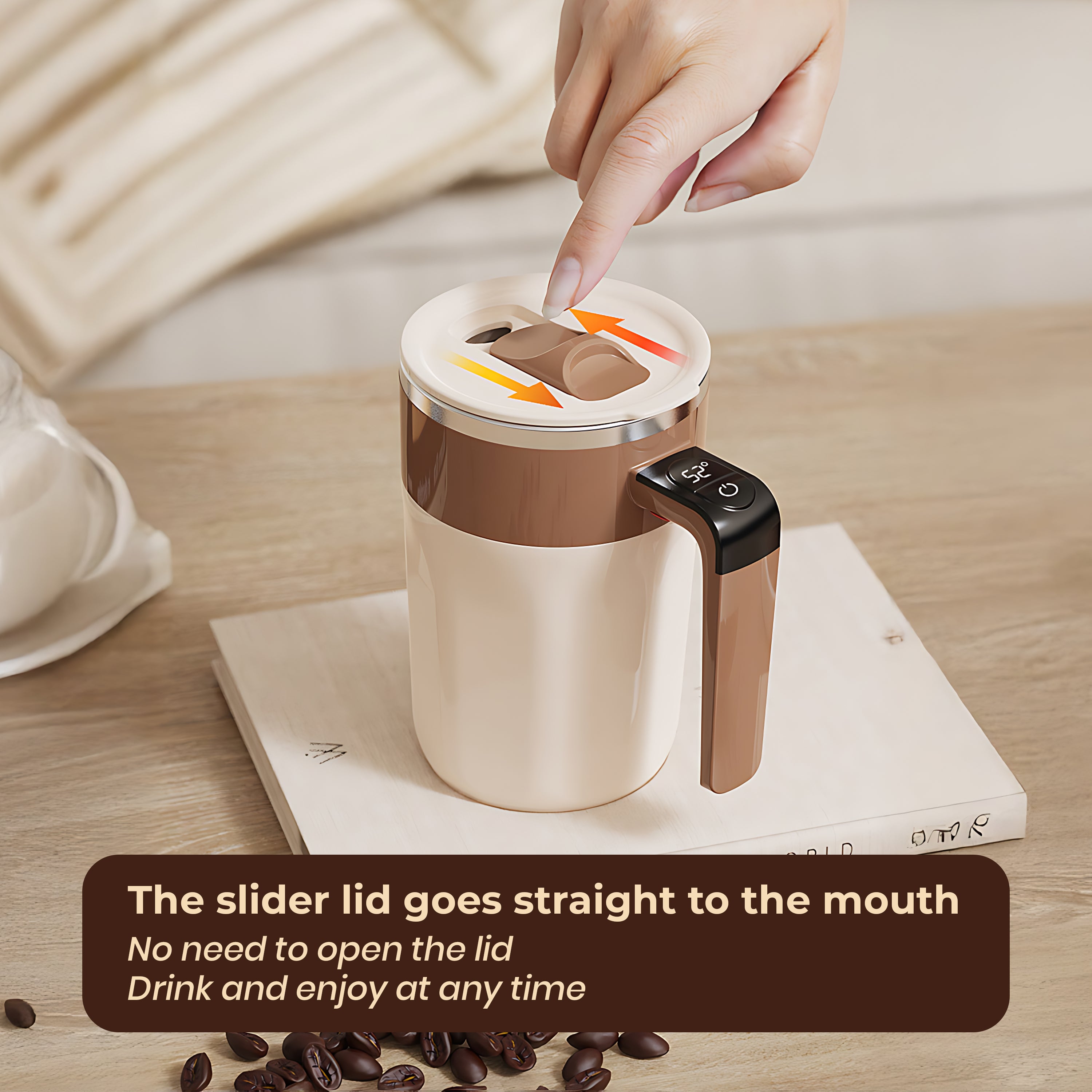 HOMERO Automatic Stirring Coffee Rechargeable Mug with Digital Display - 400ml