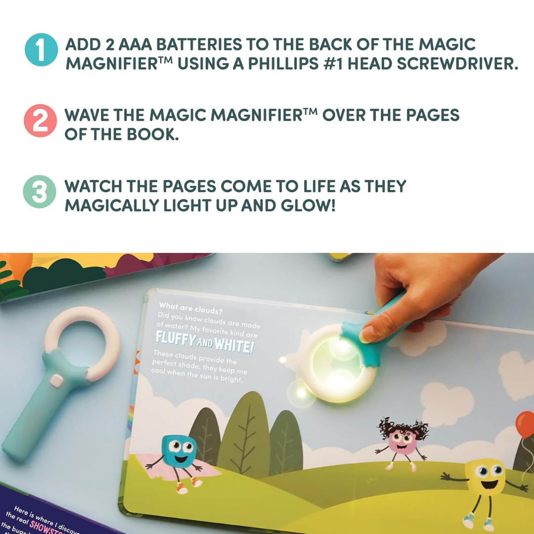 Homero Light-Up Kids Book Collection Interactive Learning Set with Magic Magnifier (3 Story Pack)