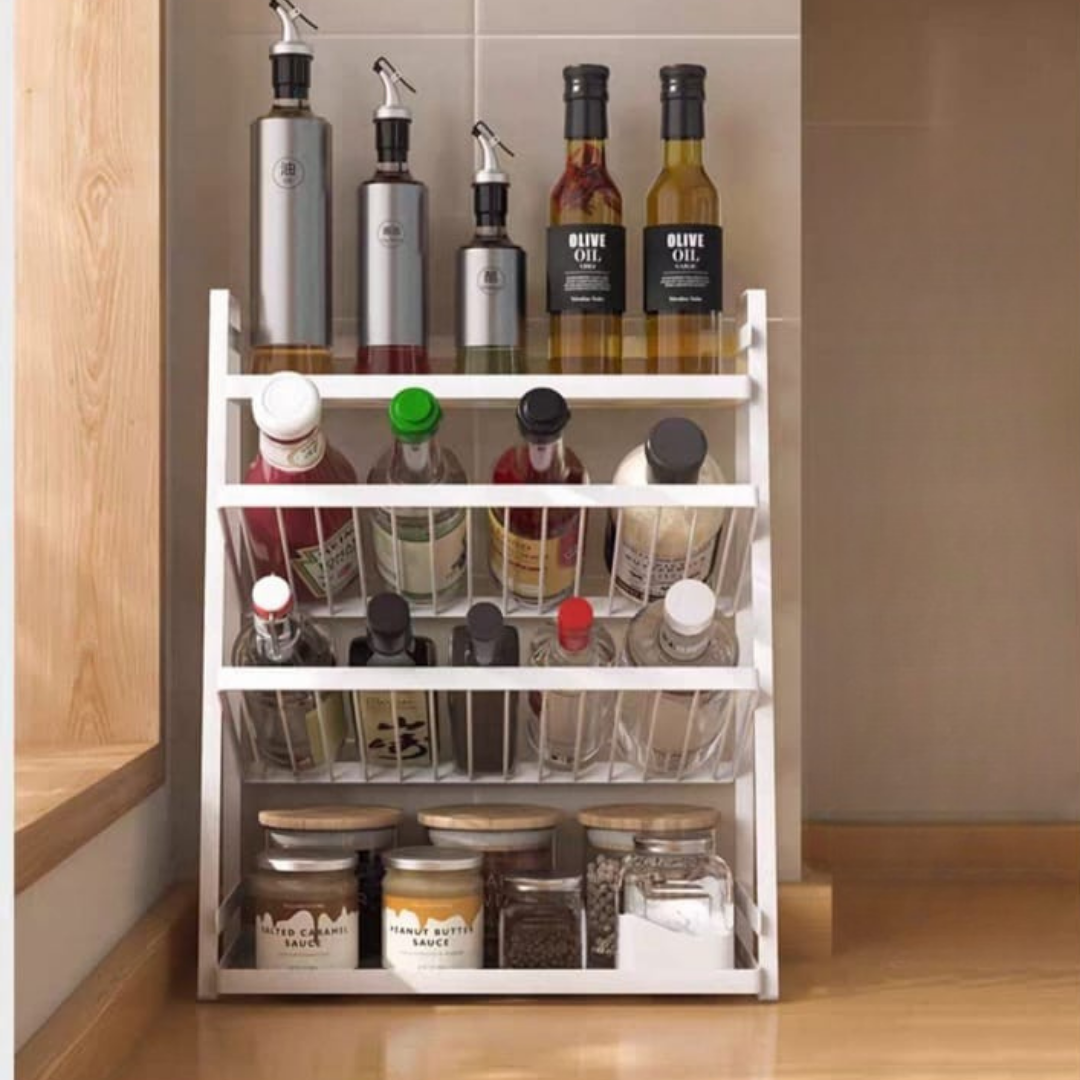 HOMERO4 Tier Carbon Steel Kitchen Storage Spice Organizer Shelf