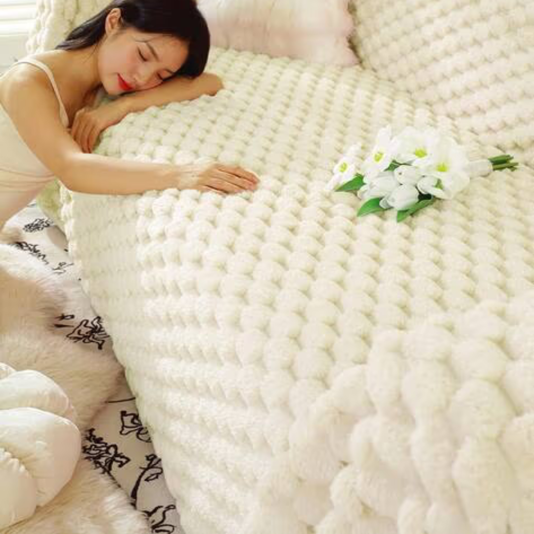 Luxury Honeycomb Plush Chenille Fabric Sofa Cover