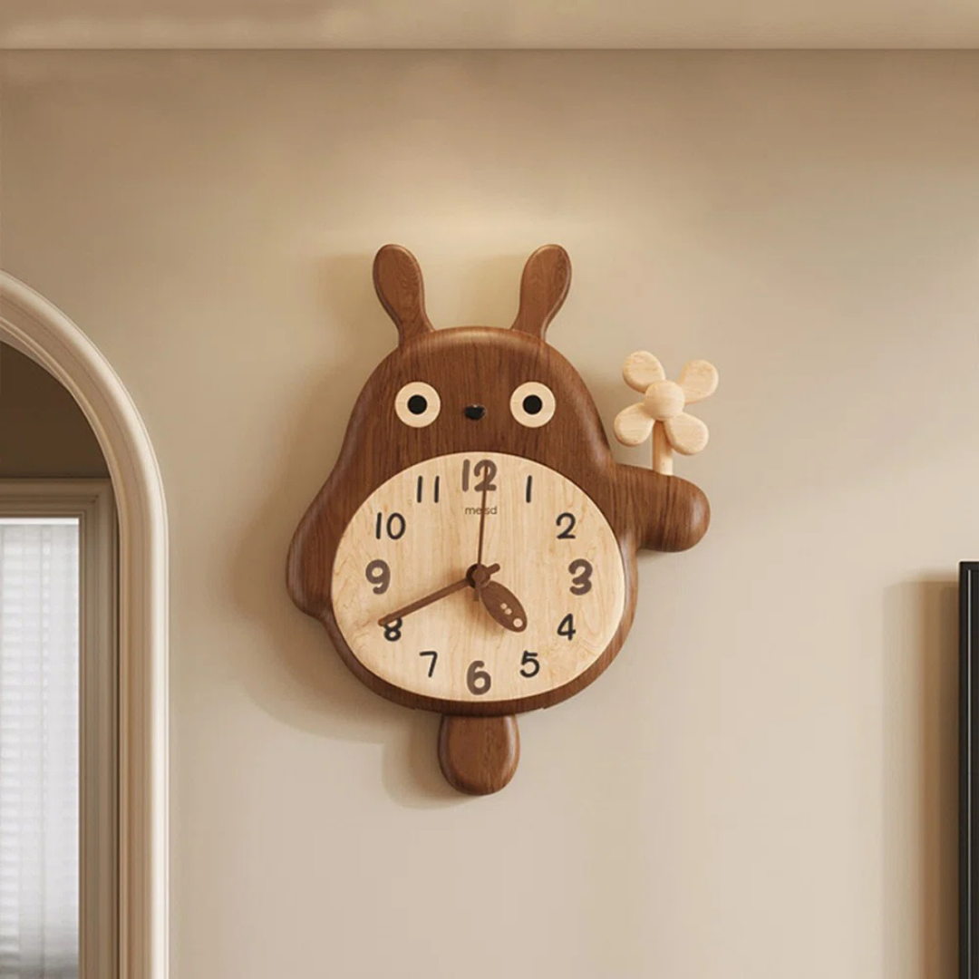 HOMERO Cute Cartoon Rabbit Decorative Analog Wall Clock
