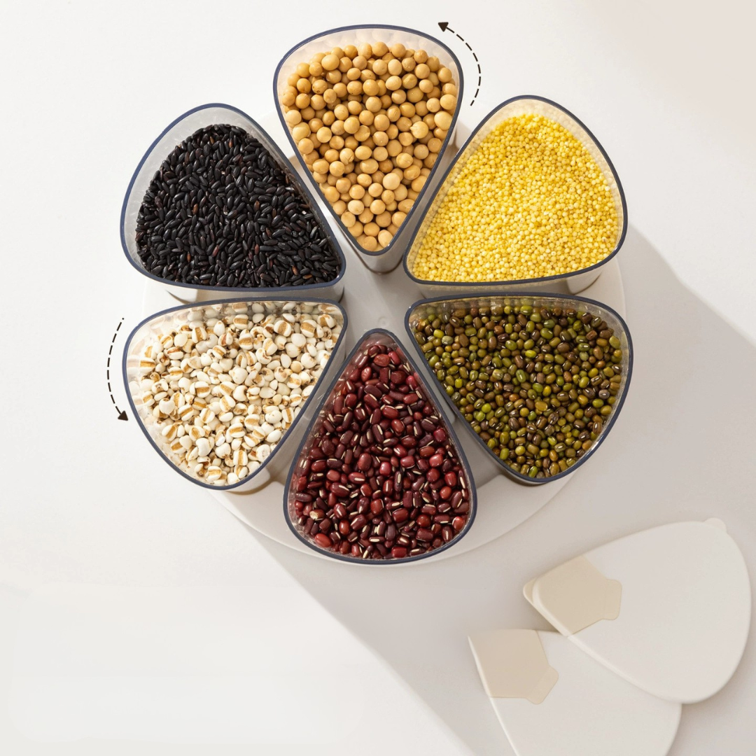 Homero 360 Degree Transparent Grain Storage Container with Rotating Base - 670ml Capacity