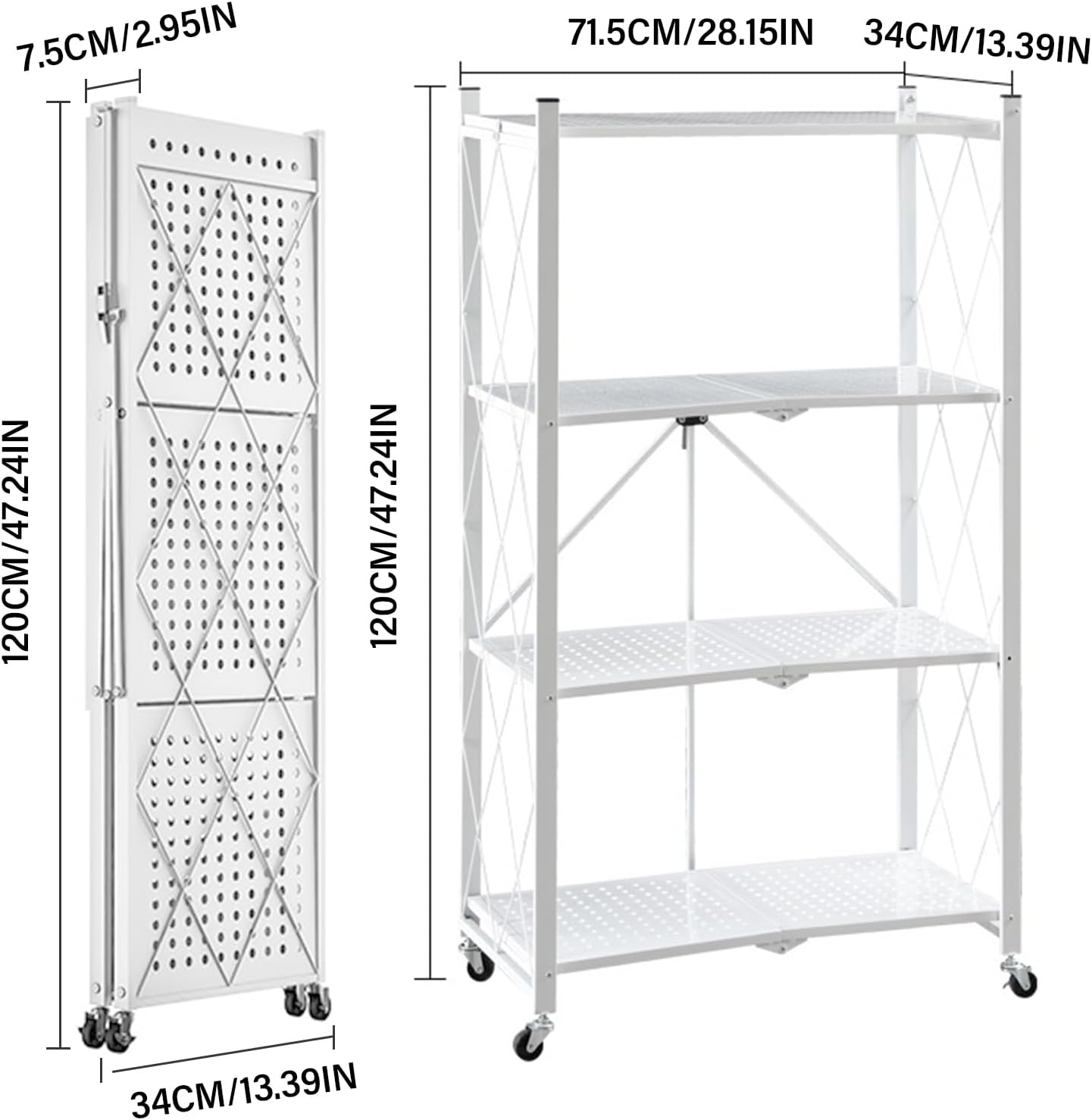 Multi-Use Heavy Duty Foldable Storage Shelf with Wheels
