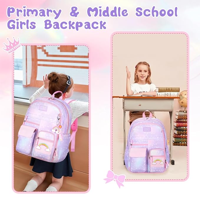 Korean Style Rainbow Print Waterproof School Backpack