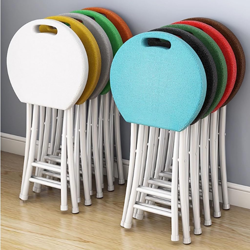 Portable Folding Stool Lightweight Heavy Duty Plastic Seat with Metal Frame