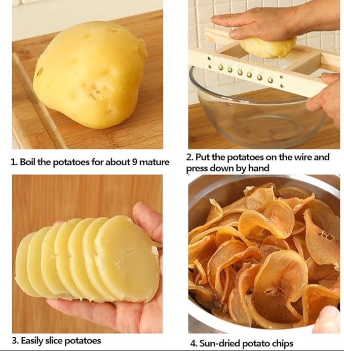 Multipurpose Wooden Jacket Vegetable Cutter with Adjustable Tightness