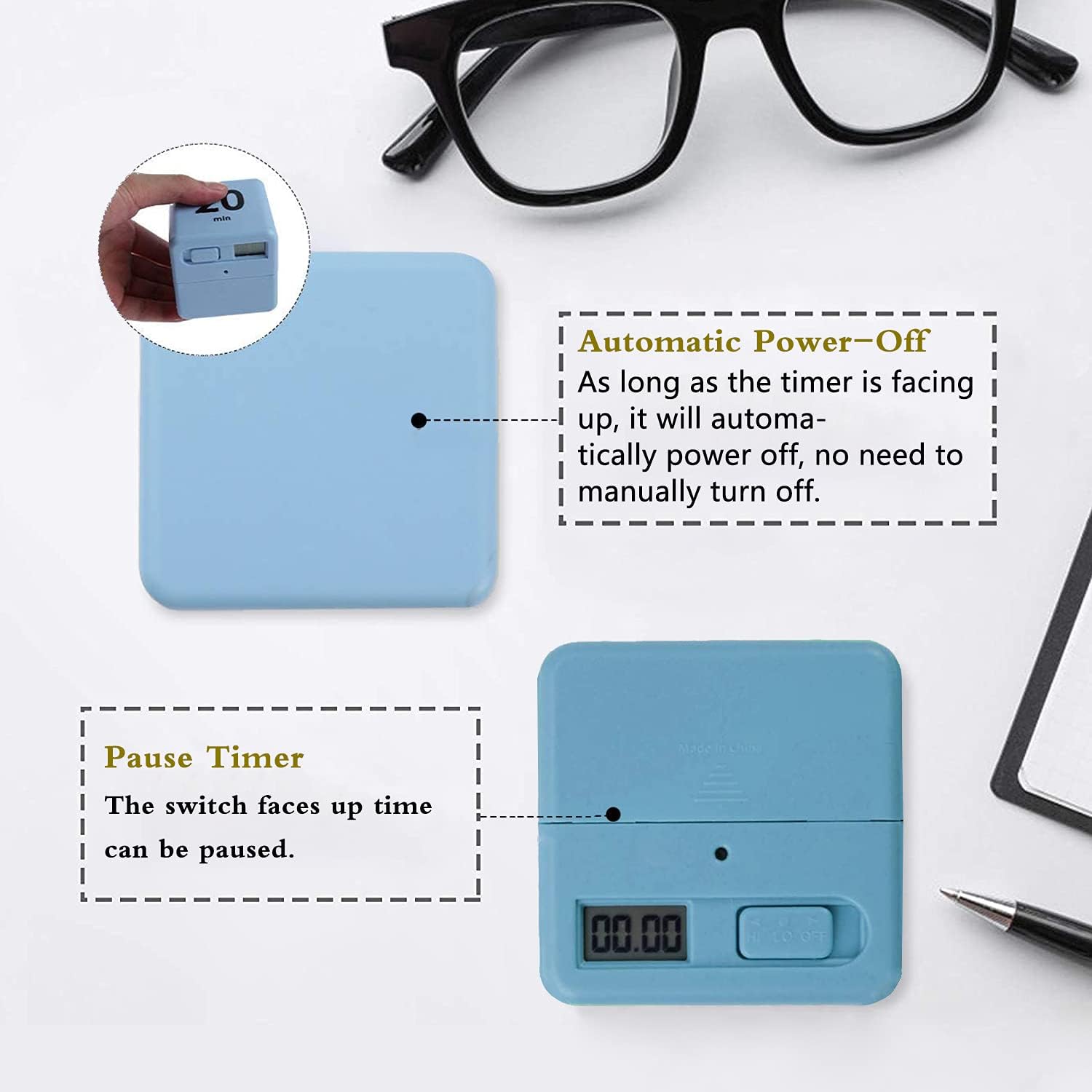 HOMERO Smart Cube Timer with Gravity Sensor (15-60 Minutes)