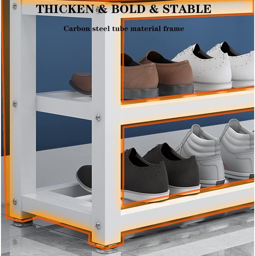 4 in 1 Entryway Coat Rack with Shoe Bench Storage Shelves and Removable Hooks
