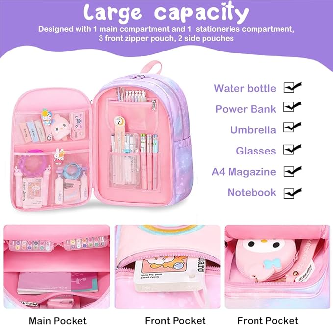 Korean Style Rainbow Print Waterproof School Backpack