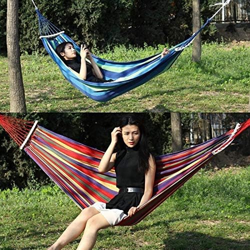 HOMERO Wooden Canvas Hammock Swing Bed Outdoor & Indoor - 200x100cm