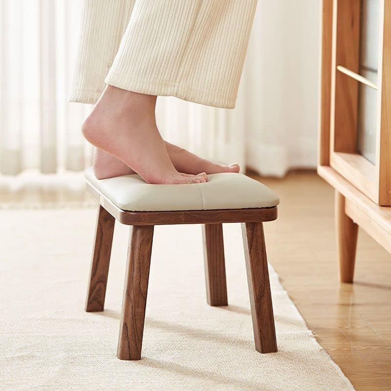 HOMERO Solid Wood Upholstered Accent Stool