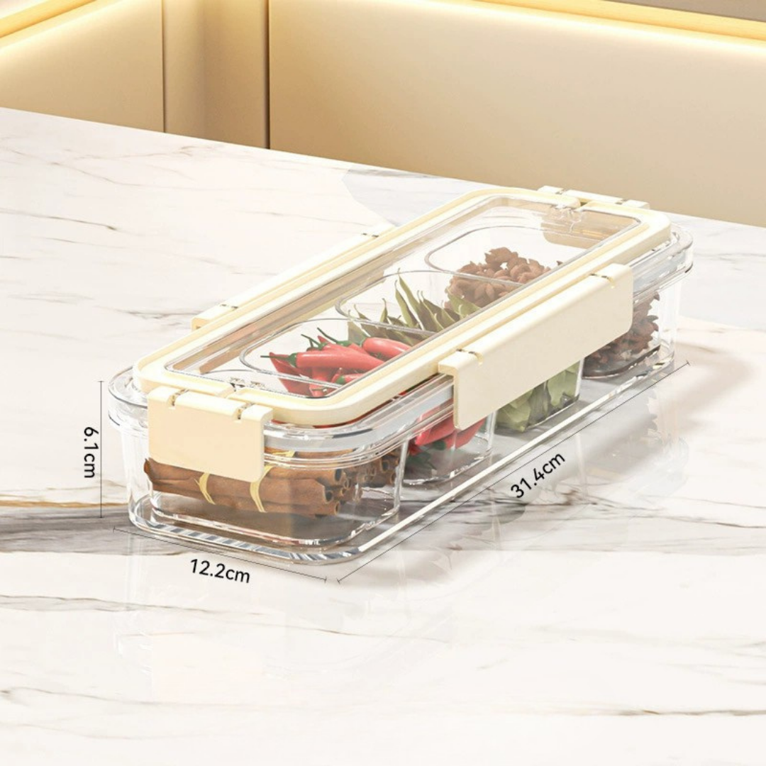 HOMERO Portable Multipurpose Divided Storage Container with Airtight & Moisture-Proof Lid