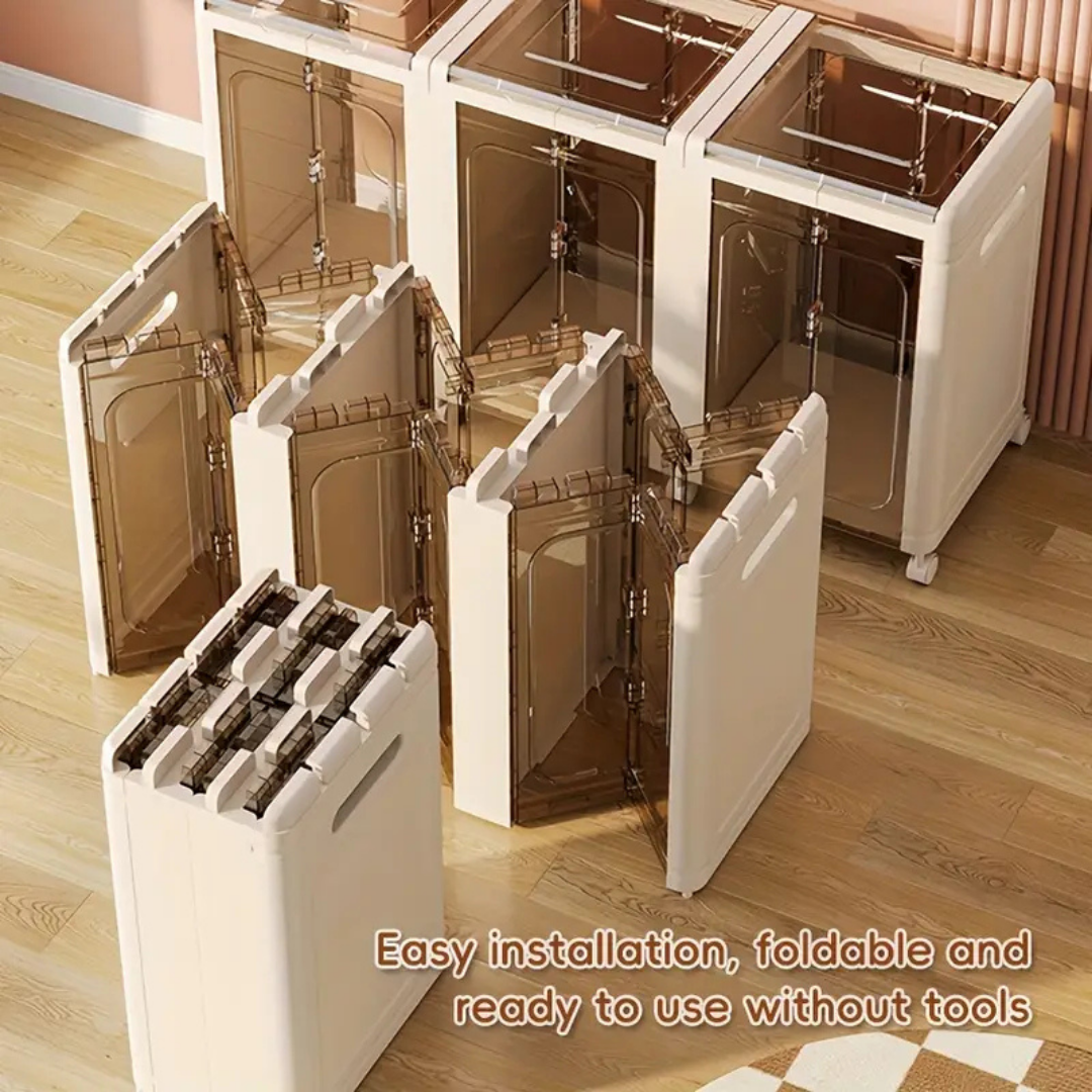 HOMERO Multi-Purpose Foldable Transparent Storage Box with Wheels