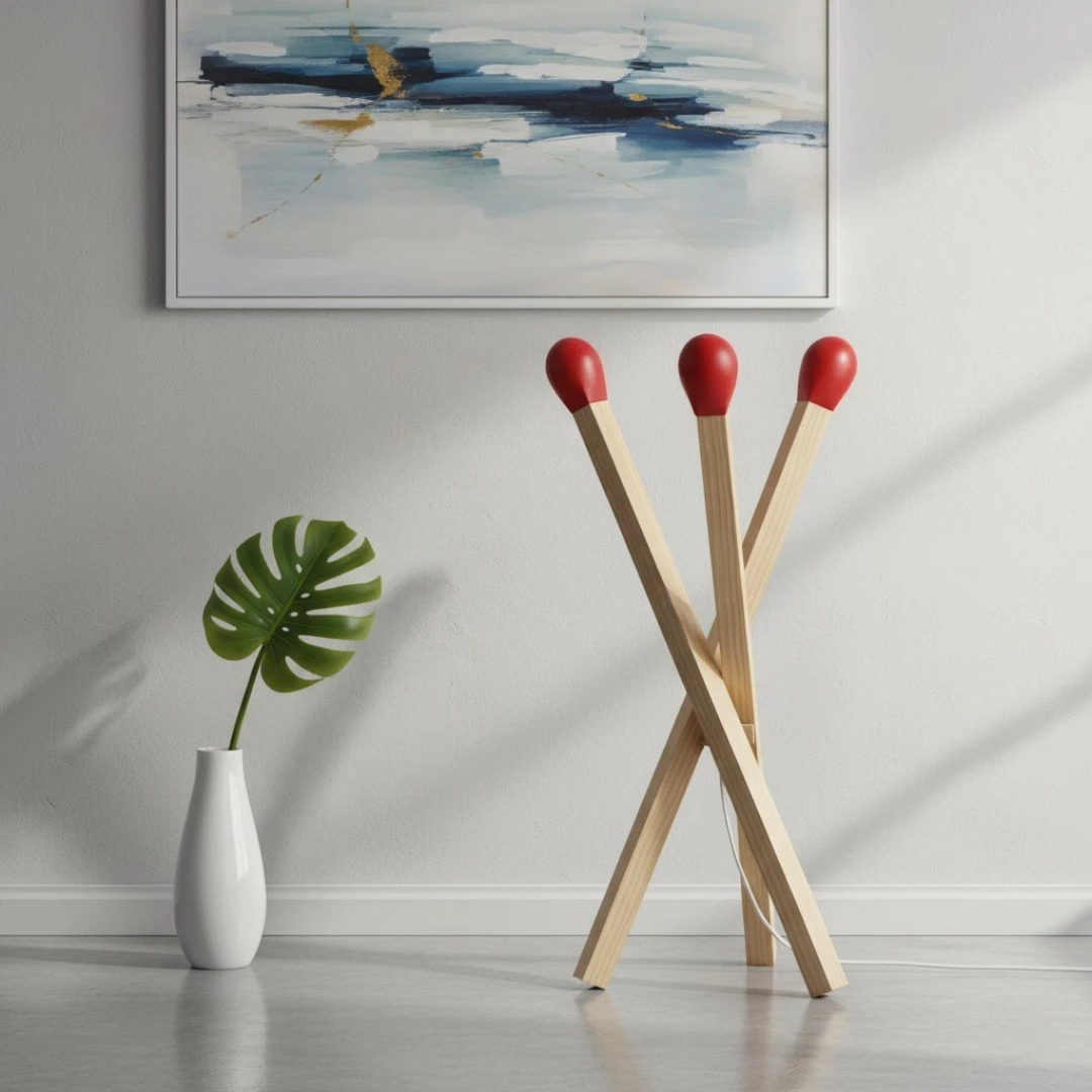 HOMERO Modern Artistic Design Wooden Matchstick Inspired LED Lamp