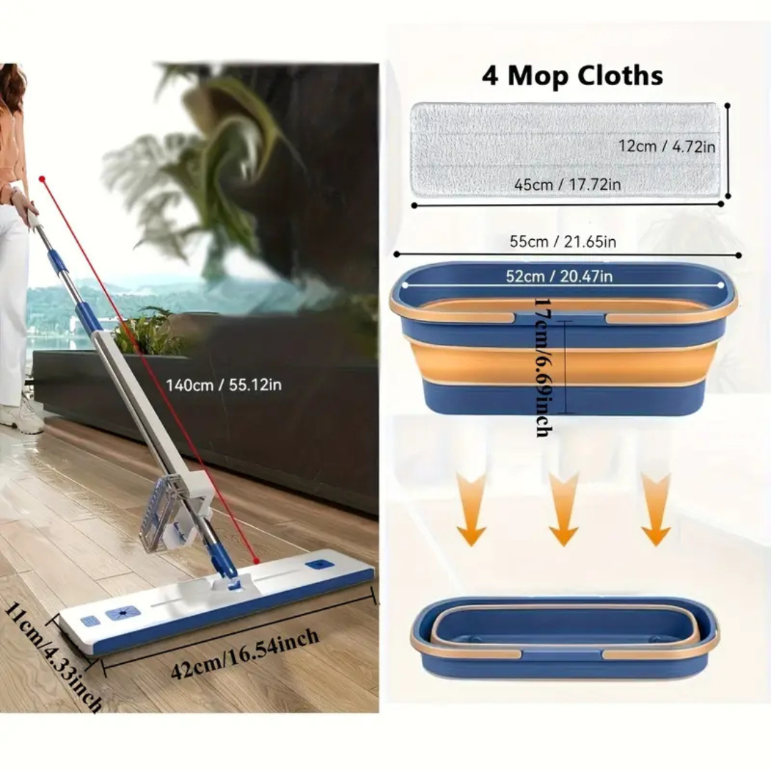 Homero 360° Self Cleaning Microfiber Floor Mop with Folding Bucket Set