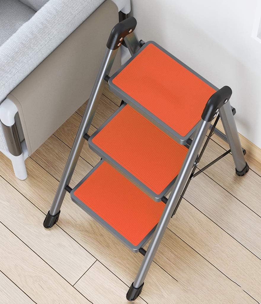 HOMERO Heavy-Duty 3 Step Anti-Slip Wide Pedal Folding Step Ladder