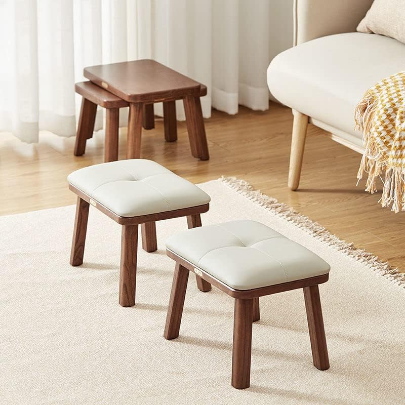 HOMERO Solid Wood Upholstered Accent Stool