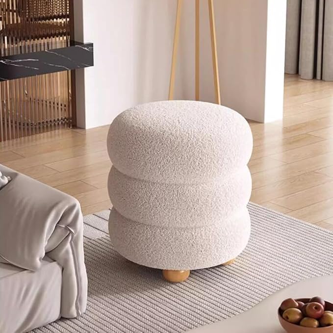 Multipurpose Velvet Ottoman Footstool with Wooden Base