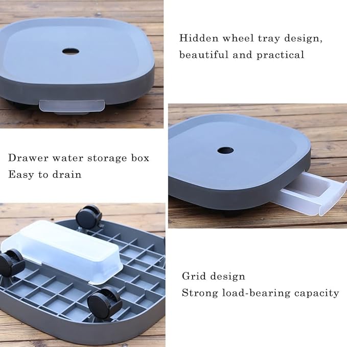 Aesthetic Plant Pot Trolley with Wheels and Drainage Tray