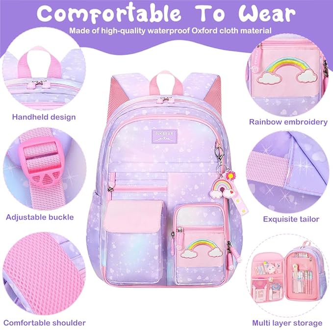 Korean Style Rainbow Print Waterproof School Backpack