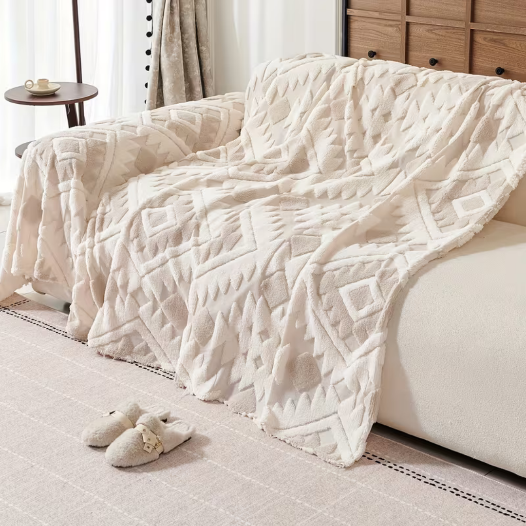 Diamond Pattern Elegant Reversible Chenille Fabric Throw Sofa Cover