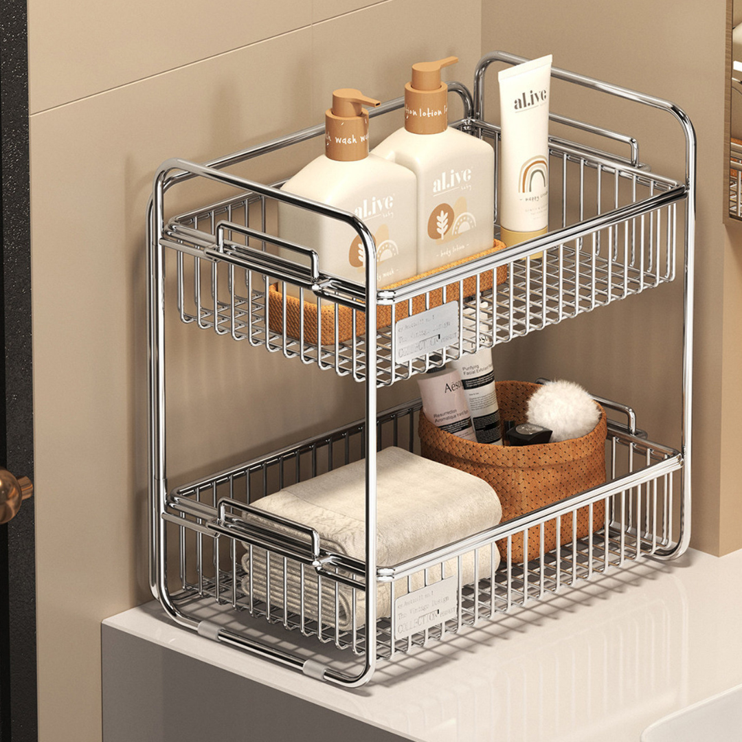 Double Layer Stainless Steel Countertop Storage Rack